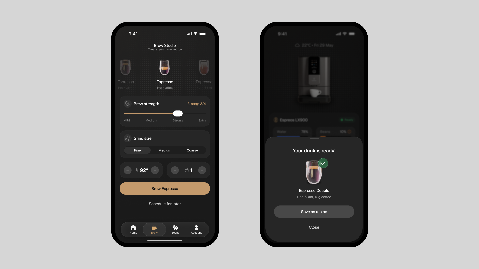 Espréos Brew Studio Customizer