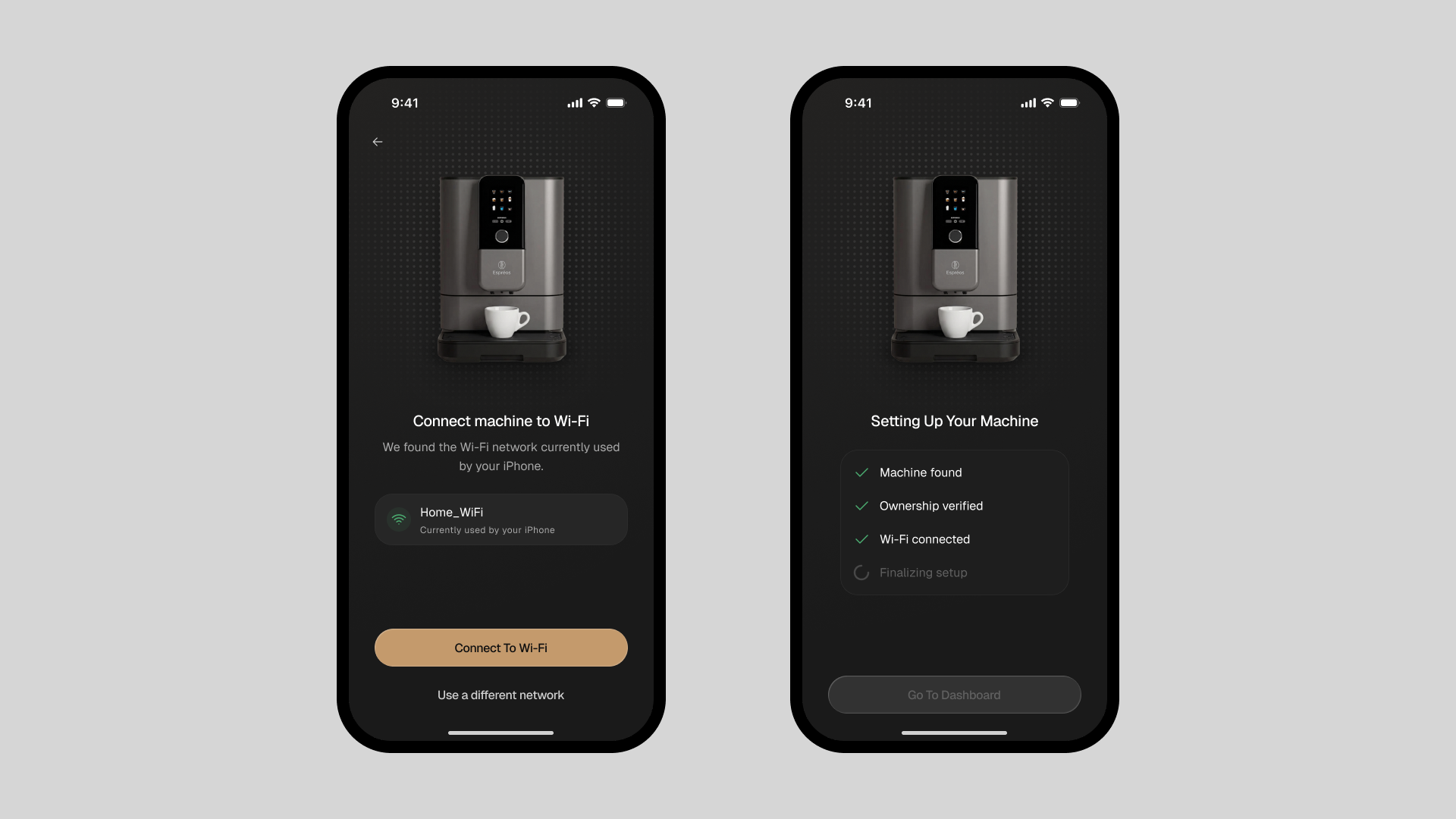 Espréos Onboarding and Wi-Fi Pairing