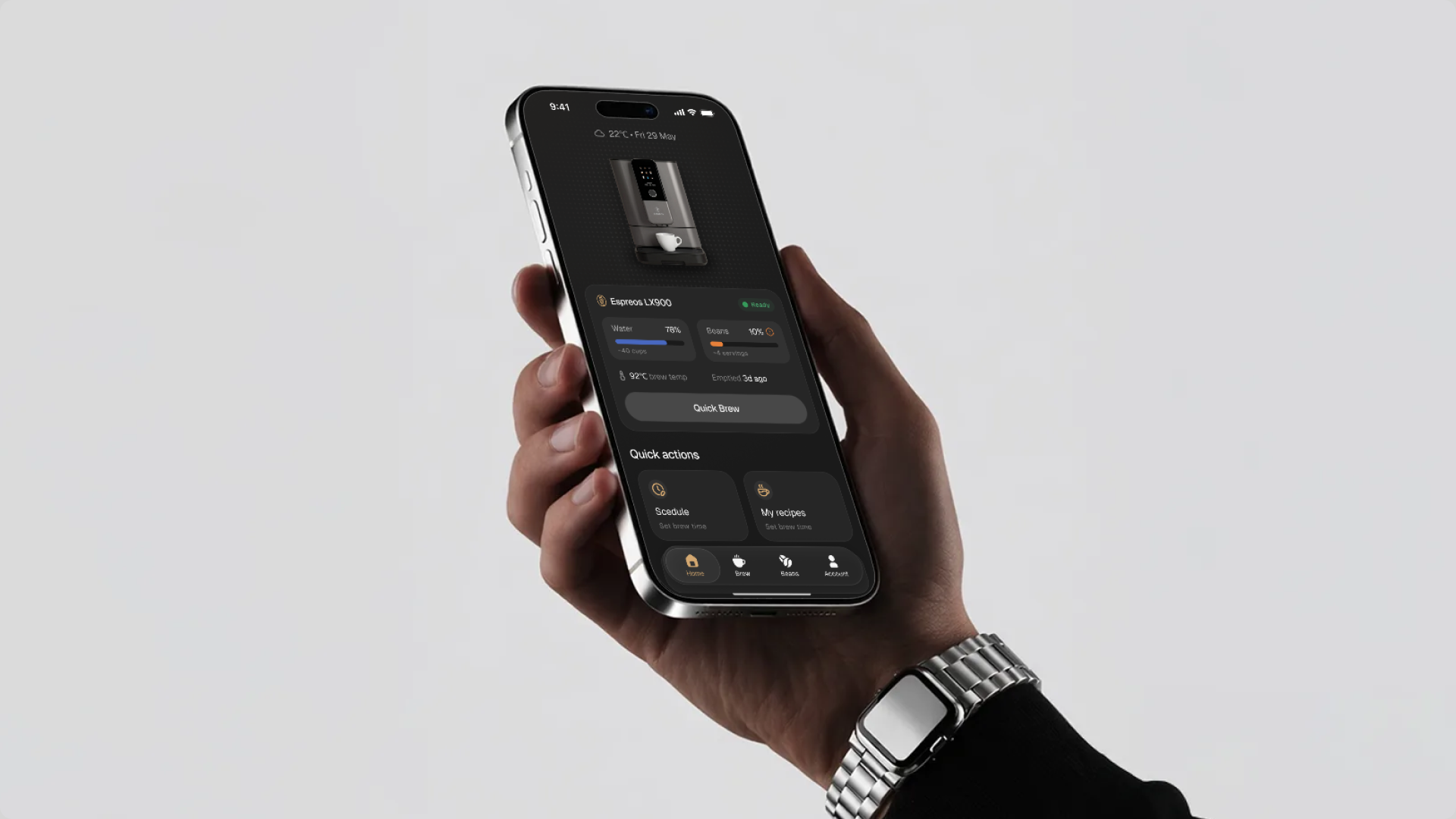 Espréos In-Hand Ergonomic Mockup