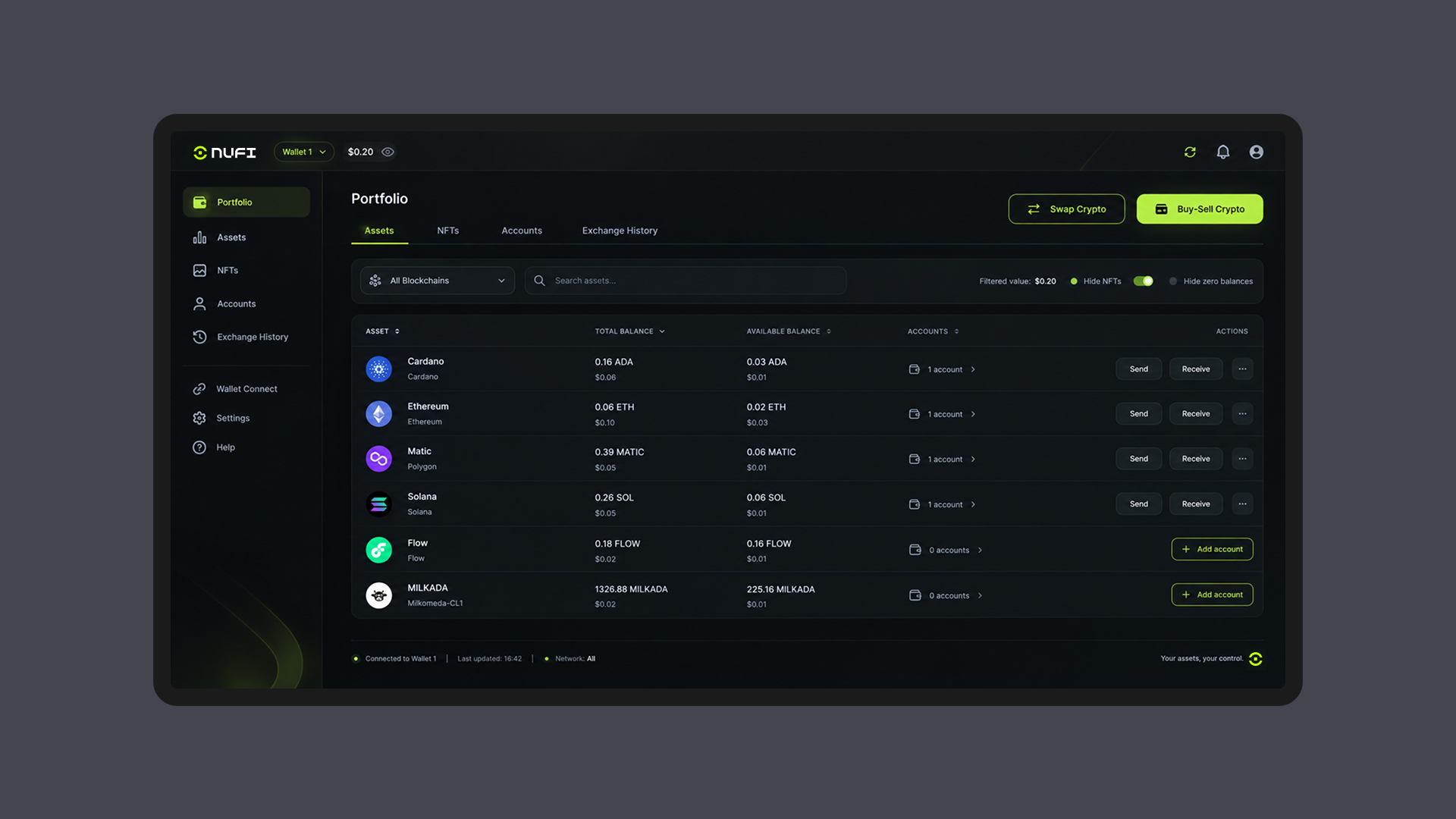 NuFi Multi-Chain Wallet Portfolio